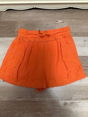 NWT Free People Women's Orange Crochet-Trim Summer Shorts